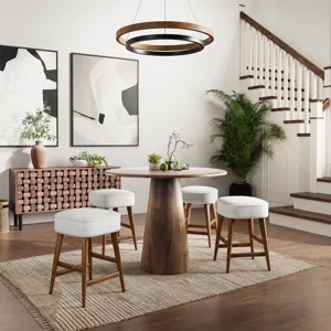 Nash Mid-Century Modern 45\" Round Pedestal Counter Height Dining Table