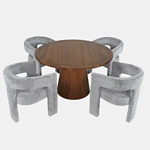 Gwen Luxury Mid-Century Modern Five Piece Dining Set With Upholstered Chairs