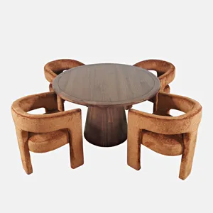 Gwen Luxury Mid-Century Modern Five Piece Dining Set With Upholstered Chairs