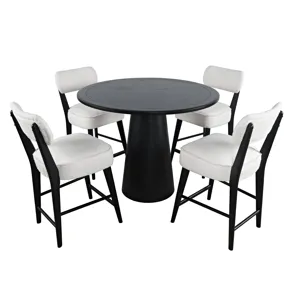 Nash Mid-Century Modern Five Piece Counter Height Dining Set With Upholstered Barstools