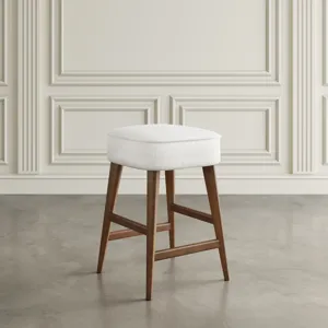 Nash Mid-Century Modern Five Piece Counter Height Dining Set With Upholstered Backless Stools