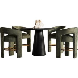 Gwen Luxury Mid-Century Modern Five Piece Counter Height Dining Set With Upholstered Barstools