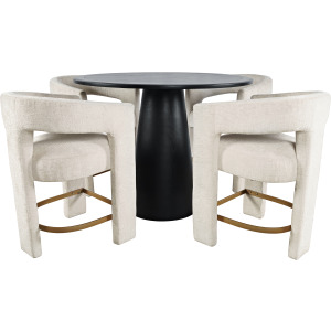 Gwen Luxury Mid-Century Modern Five Piece Counter Height Dining Set With Upholstered Barstools