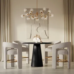 Gwen Luxury Mid-Century Modern Five Piece Counter Height Dining Set With Upholstered Barstools