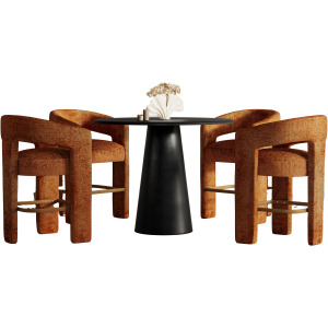 Gwen Luxury Mid-Century Modern Five Piece Counter Height Dining Set With Upholstered Barstools