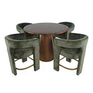 Gwen Luxury Mid-Century Modern Five Piece Counter Height Dining Set With Upholstered Barstools