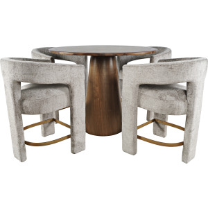 Gwen Luxury Mid-Century Modern Five Piece Counter Height Dining Set With Upholstered Barstools