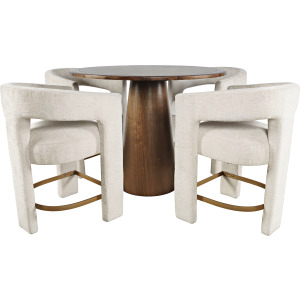 Gwen Luxury Mid-Century Modern Five Piece Counter Height Dining Set With Upholstered Barstools