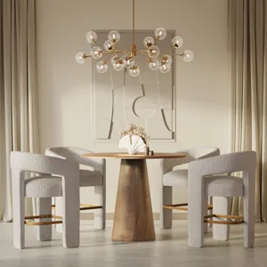 Gwen Luxury Mid-Century Modern Five Piece Counter Height Dining Set With Upholstered Barstools