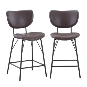 Owen Contemporary Modern Faux Leather Split-Back Upholstered Counter Height Barstool(Set Of 2)