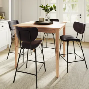 Owen Contemporary Modern Faux Leather Split-Back Upholstered Counter Height Barstool(Set Of 2)
