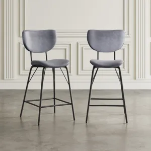 Owen Contemporary Modern Faux Leather Split-Back Upholstered Counter Height Barstool(Set Of 2)