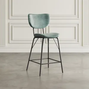 Owen Contemporary Modern Faux Leather Split-Back Upholstered Counter Height Barstool(Set Of 2)