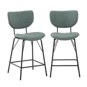 Owen Contemporary Modern Faux Leather Split-Back Upholstered Counter Height Barstool(Set Of 2)