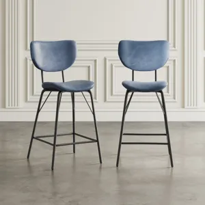 Owen Contemporary Modern Faux Leather Split-Back Upholstered Counter Height Barstool(Set Of 2)