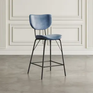 Owen Contemporary Modern Faux Leather Split-Back Upholstered Counter Height Barstool(Set Of 2)