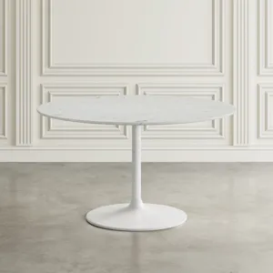 Rowan 42\" Modern Luxury Pedestal Round Marble Dining Table