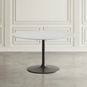 Rowan 54\" Modern Luxury Pedestal Round Marble Dining Table