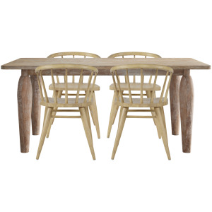 Spader Coastal Modern 5-Piece Dining Set With Solid Wood Table And Spindle Back Chairs