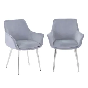 Stella Contemporary Modern Upholstered Platinum Dining Chair With Chrome Legs(Set Of 2)