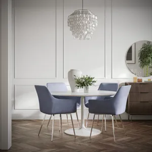 Stella Contemporary Modern Upholstered Platinum Dining Chair With Chrome Legs(Set Of 2)