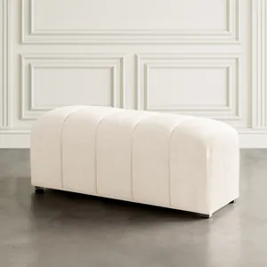 Tess Contemporary Modern Ivory Boucle Upholstered Plush Bench
