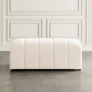 Tess Contemporary Modern Ivory Boucle Upholstered Plush Bench
