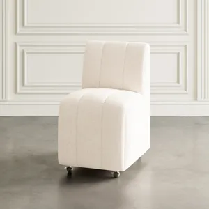 Tess Contemporary Modern Ivory Boucle Upholstered Dining Chair With Wheels(Set Of 2)