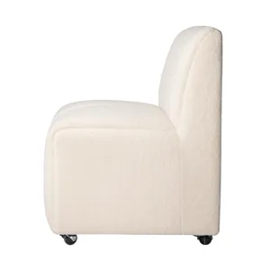 Tess Contemporary Modern Ivory Boucle Upholstered Dining Chair With Wheels(Set Of 2)