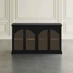 Archdale 65\" Gothic Arch Transitional Sideboard Storage Cabinet With Glass Doors