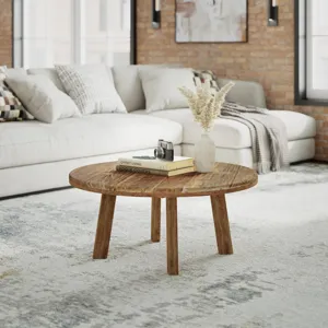 Reclamation 36\" Round Rustic Reclaimed Solid Wood Coffee Table