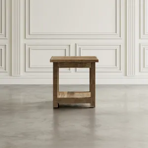 Reclamation Rustic Reclaimed Solid Wood Square End Table With Storage Shelf