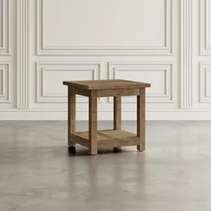 Reclamation Rustic Reclaimed Solid Wood Square End Table With Storage Shelf