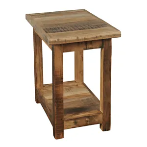 Reclamation Rustic Reclaimed Solid Wood Chairside End Table With Storage Shelf