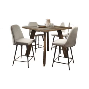 Reclamation 42\" Square Five Piece Solid Wood Counter Height Upholstered Dining Set