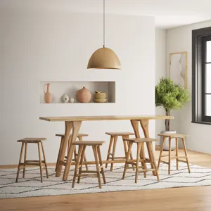 Sedona 79\" Live Edge Solid Wood Rustic Seven Piece Counter Height Dining Set