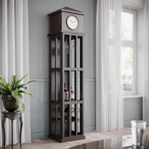 Glory Days Watchtower Vintage Clock Lounge Bar Cabinet With Wine Rack And Storage