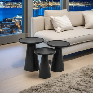 Knox Mid-Century Modern Solid Wood Round Accent Nesting Tables(Set Of 3)