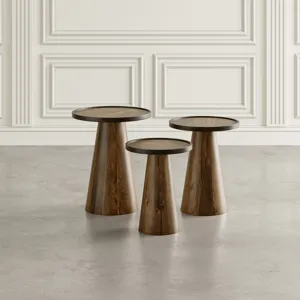 Knox Mid-Century Modern Solid Wood Round Accent Nesting Tables(Set Of 3)