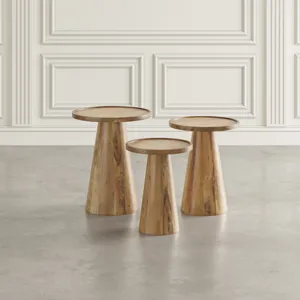 Knox Mid-Century Modern Solid Wood Round Accent Nesting Tables(Set Of 3)