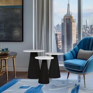 Nolan Marble Top Three Pack Solid Wood Accent Table Set