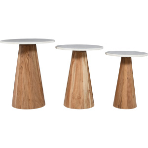 Nolan Marble Top Three Pack Solid Wood Accent Table Set