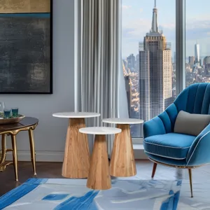 Nolan Marble Top Three Pack Solid Wood Accent Table Set