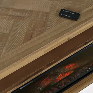 Fairview Modern Transitional 60\" Chevron Fireplace Storage Console TV Stand With Electric Fireplace