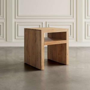 Dev Modern Mitered Edge Three Piece Solid Wood Living Room Coffee And End Table Set