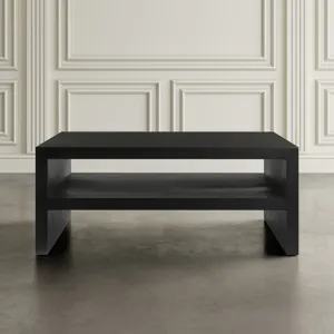 Dev Modern 44 Inch Mitered Angle Solid Wood Coffee Table With Storage Shelf