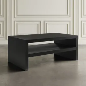 Dev Modern 44 Inch Mitered Angle Solid Wood Coffee Table With Storage Shelf