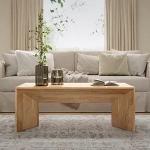 Lux Solid Wood 48\" Modern Angled Coffee Table