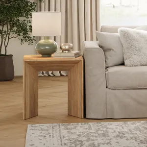 Lux Solid Wood Modern Angled End Table