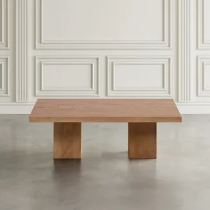 Sequoia Modern Rustic 54\" Solid Wood Double Pedestal Coffee Table With Butterfly Joint Inlay Revise